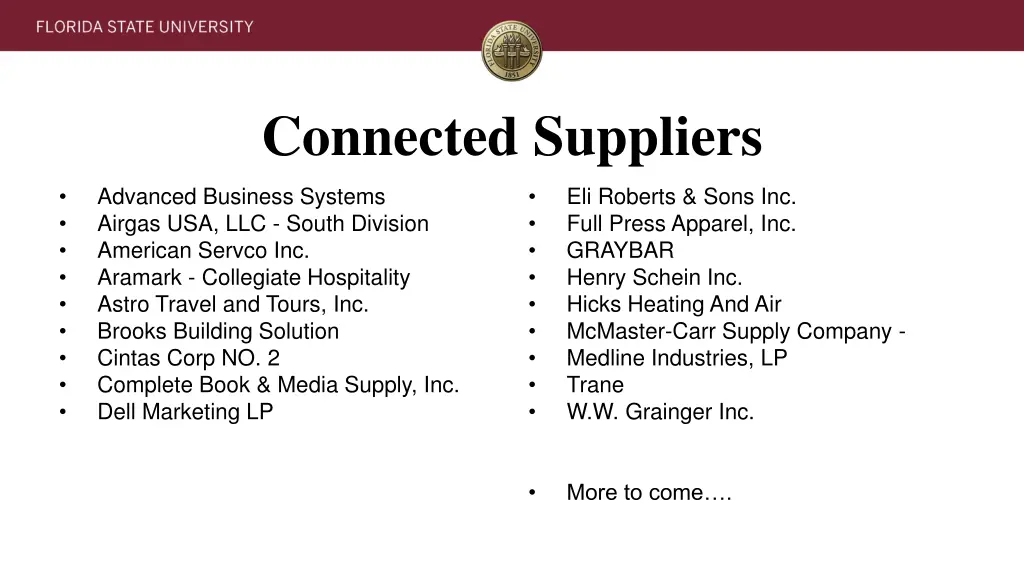 connected suppliers