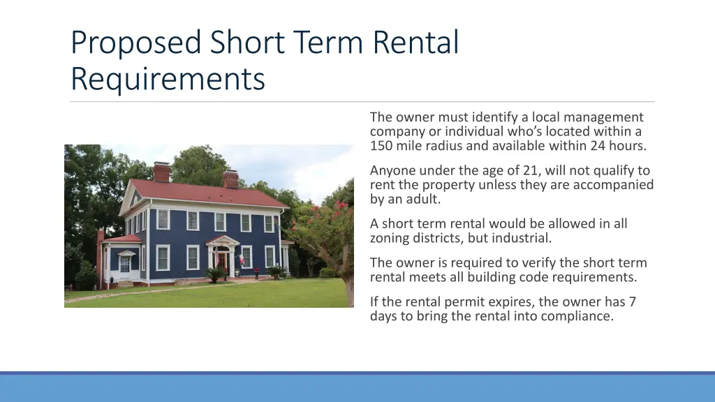 proposed short term rental requirements 1