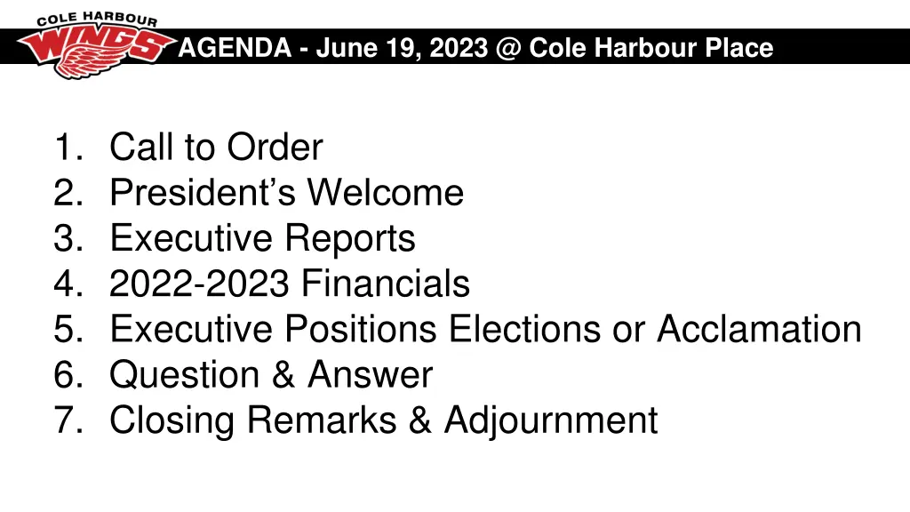 agenda june 19 2023 @ cole harbour place