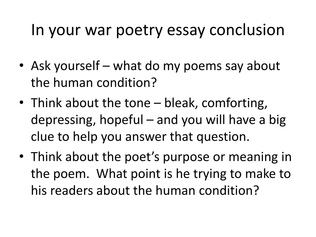 in your war poetry essay conclusion