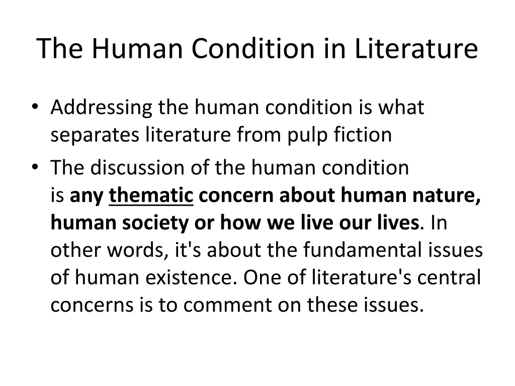 the human condition in literature