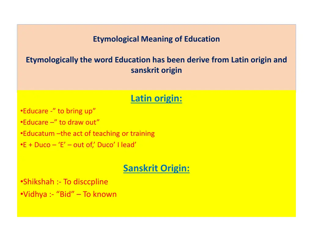 etymological meaning of education