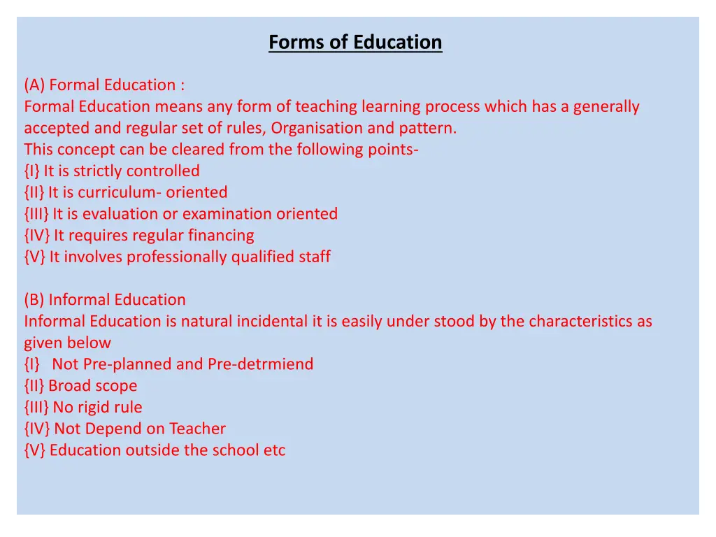 forms of education