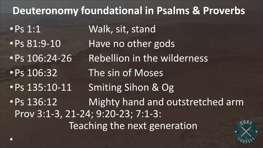 deuteronomy foundational in psalms proverbs