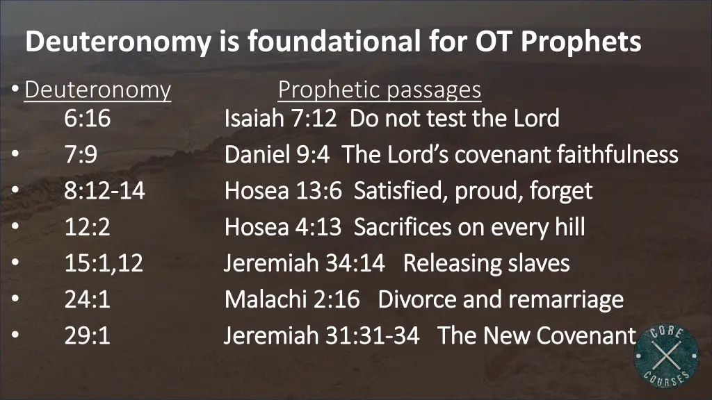 deuteronomy is foundational for ot prophets