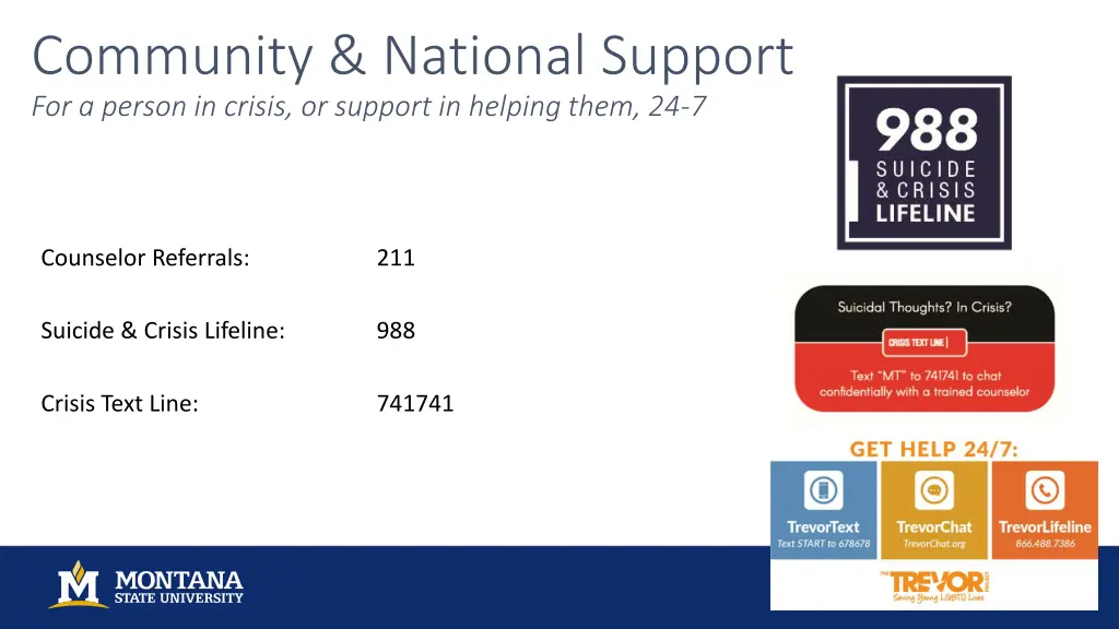 community national support for a person in crisis