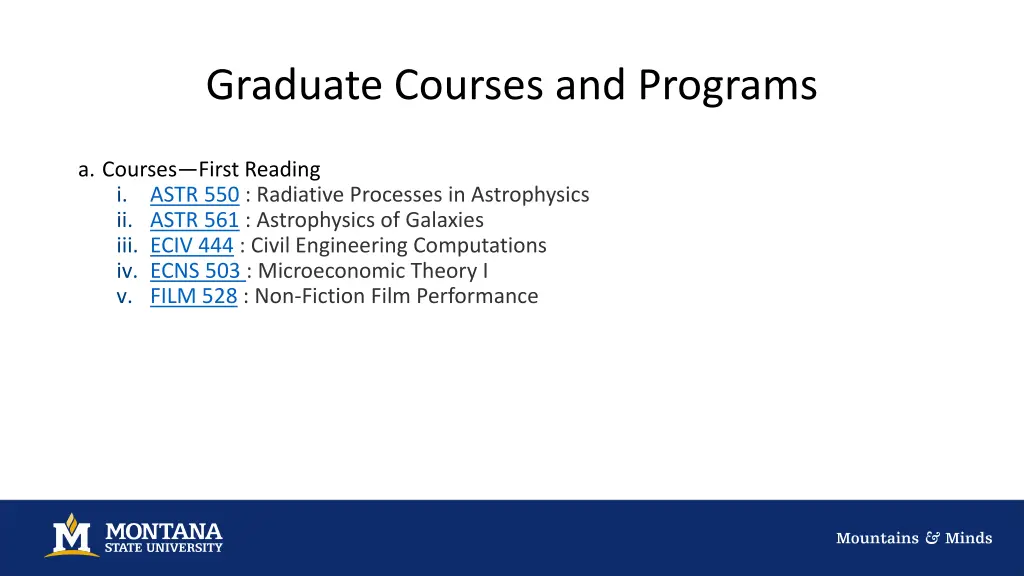 graduate courses and programs