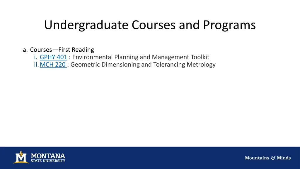 undergraduate courses and programs