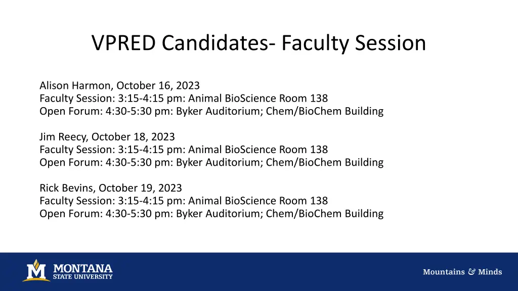 vpred candidates faculty session