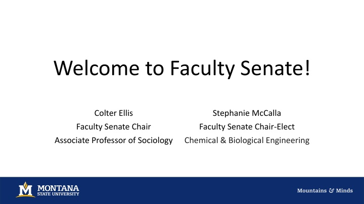 welcome to faculty senate