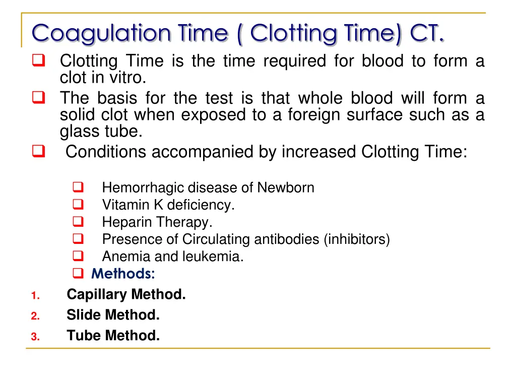 coagulation time clotting time ct clotting time