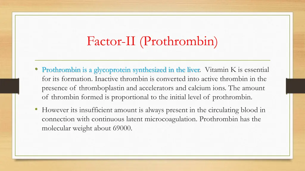 factor ii prothrombin