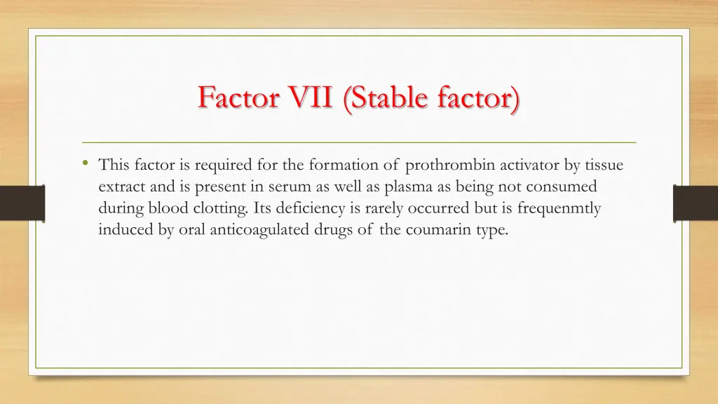 factor vii stable factor