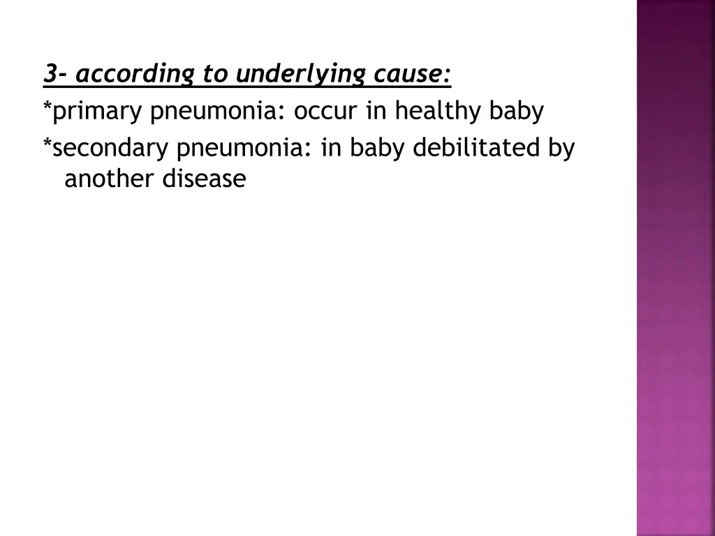 3 according to underlying cause primary pneumonia