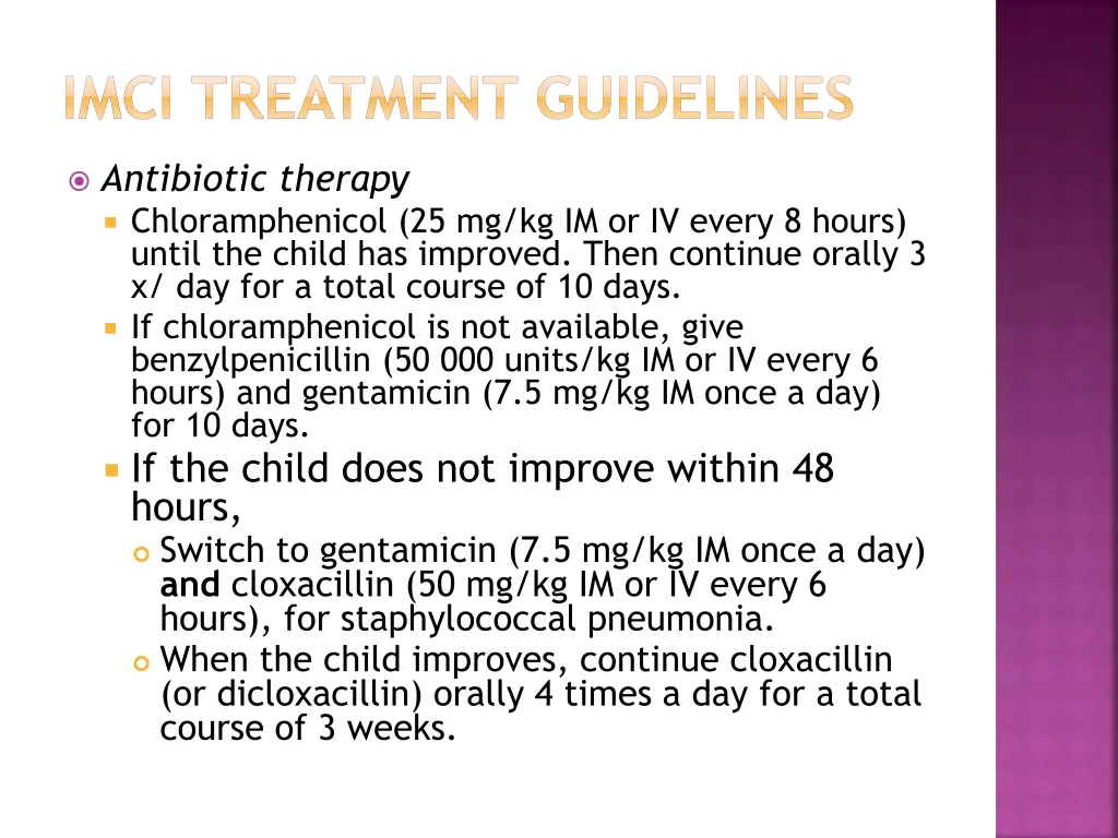 imci treatment guidelines