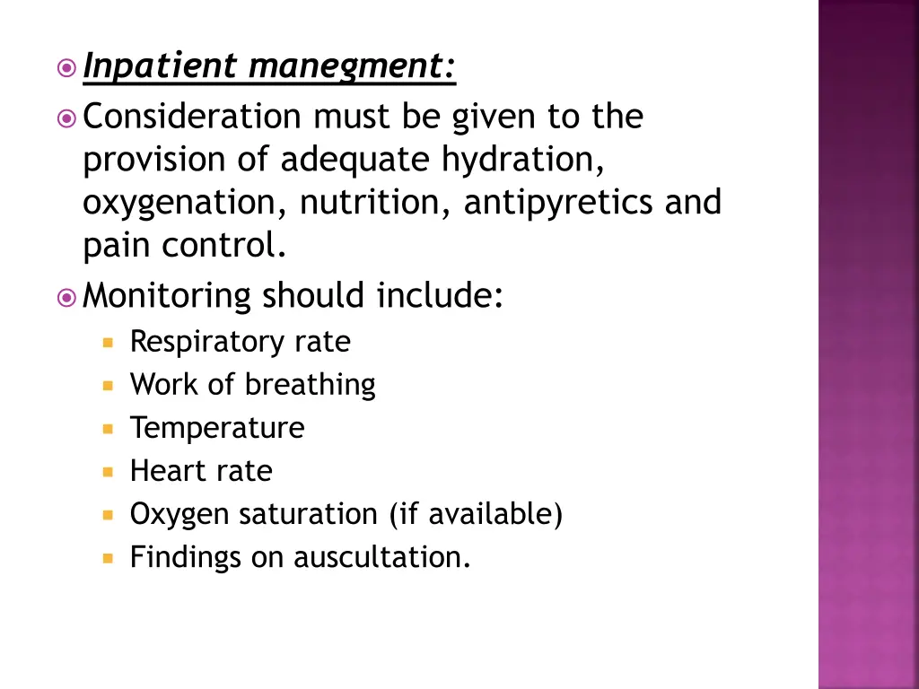 inpatient manegment consideration must be given