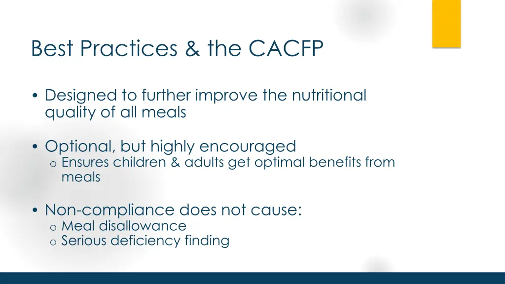 best practices the cacfp