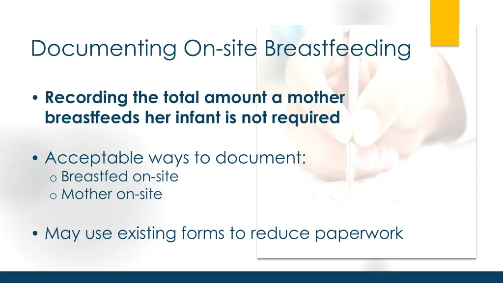 documenting on site breastfeeding