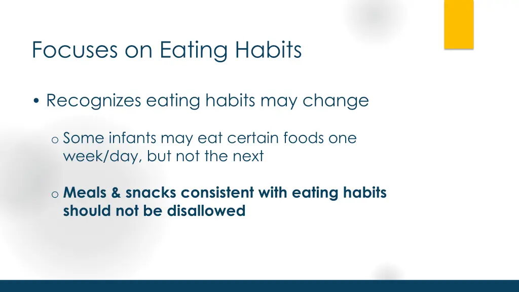 focuses on eating habits