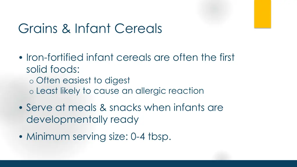 grains infant cereals