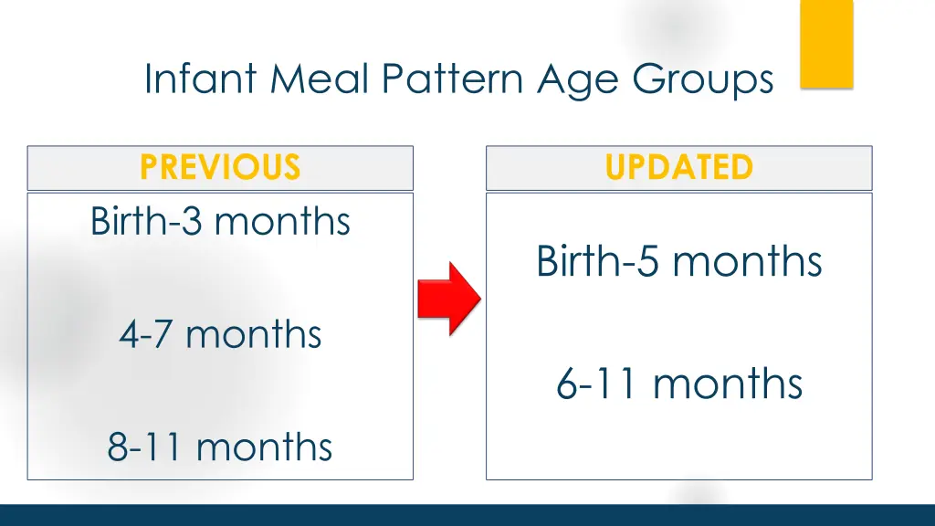 infant meal pattern age groups