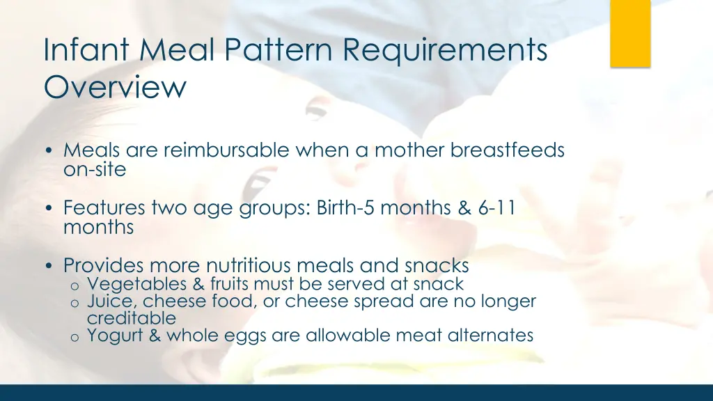 infant meal pattern requirements overview