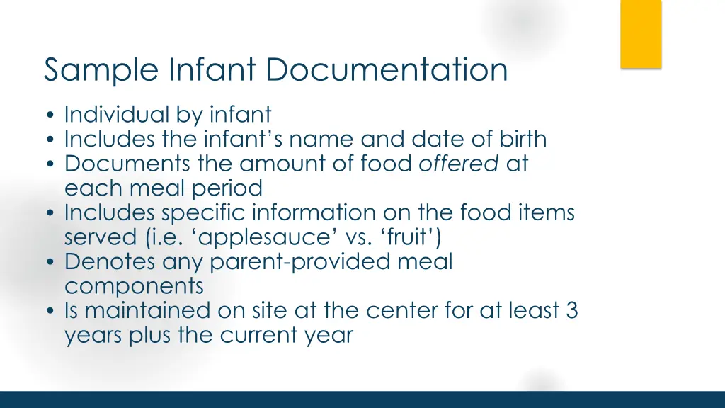 sample infant documentation