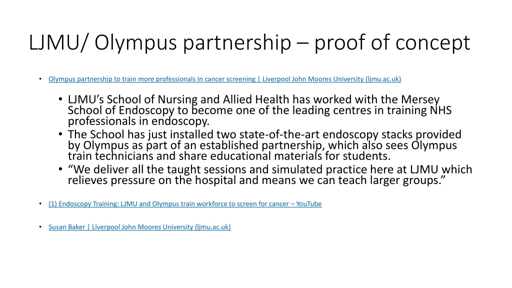 ljmu olympus partnership proof of concept