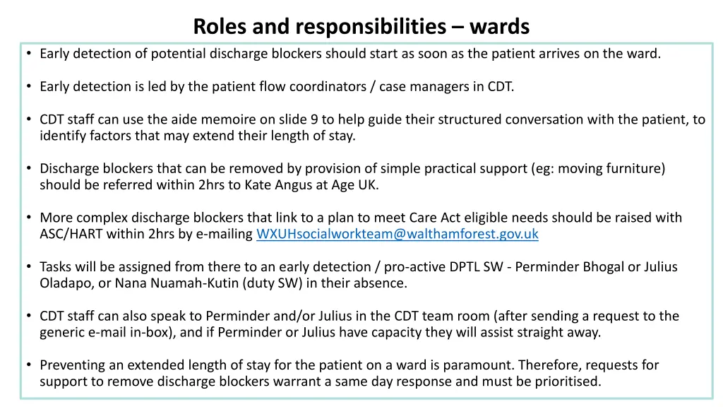 roles and responsibilities wards