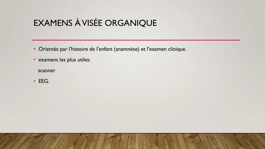 examens vis e organique