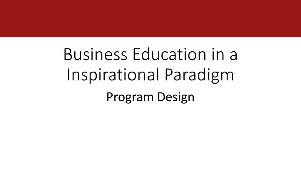 business education in a inspirational paradigm