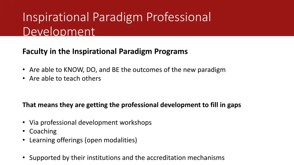 inspirational paradigm professional development