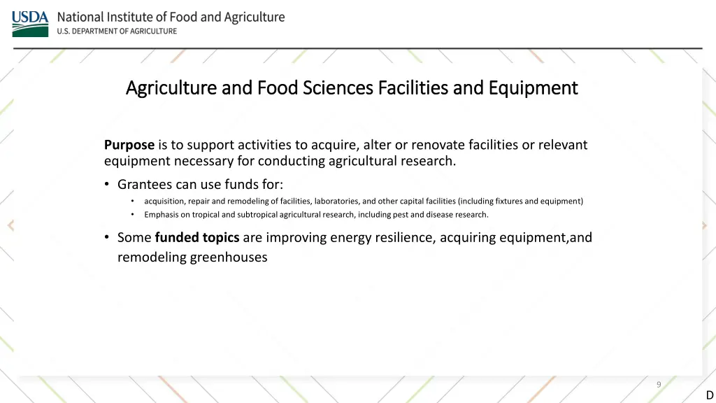agriculture and food sciences facilities