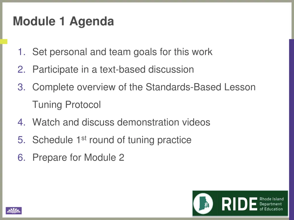 module 1 agenda