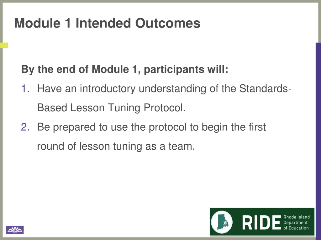 module 1 intended outcomes