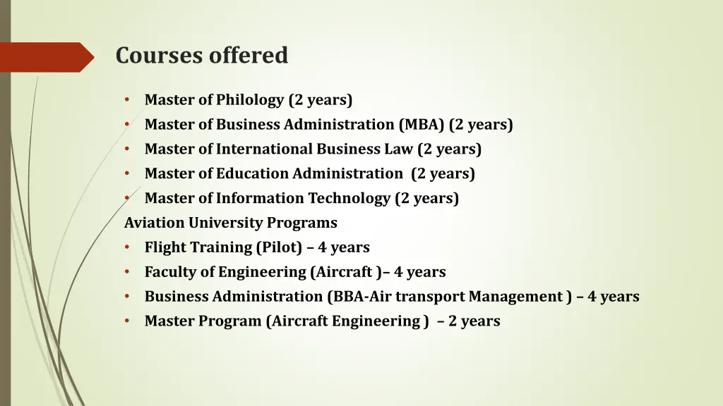 courses offered 1