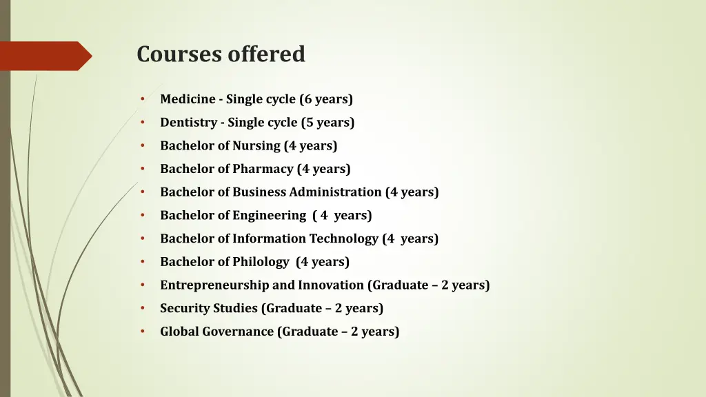 courses offered