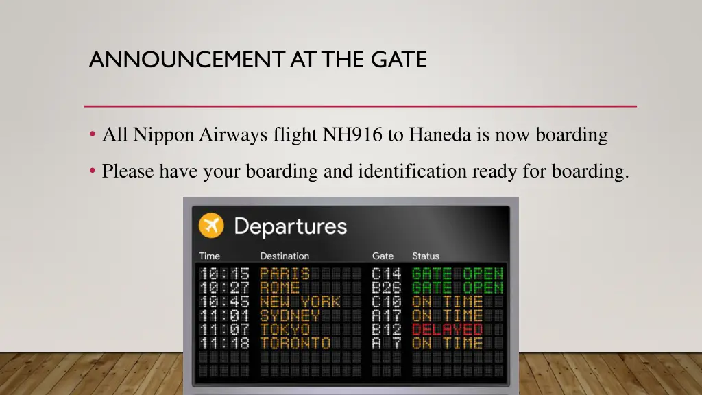 announcement at the gate 1