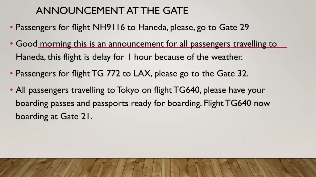 announcement at the gate 2