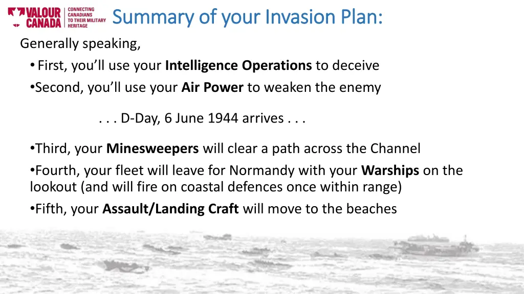 summary of your invasion plan summary of your