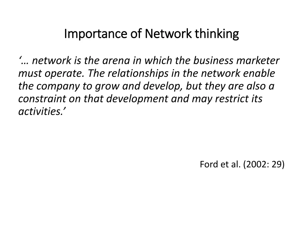 importance of network thinking importance