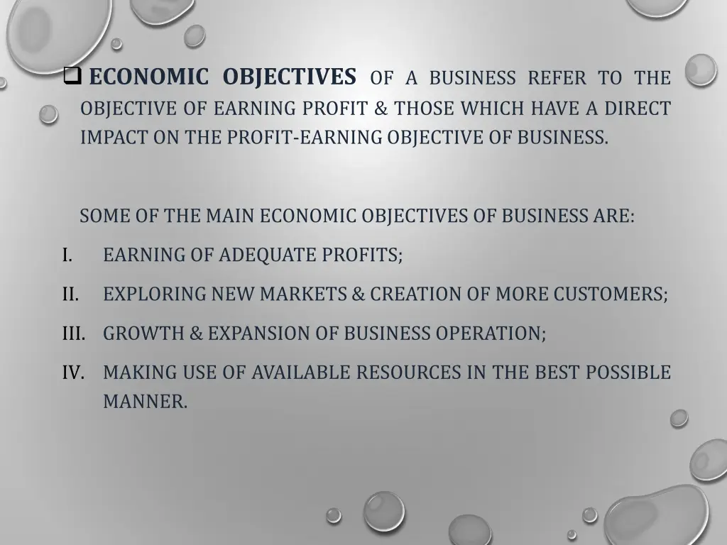 economic objectives of a business refer