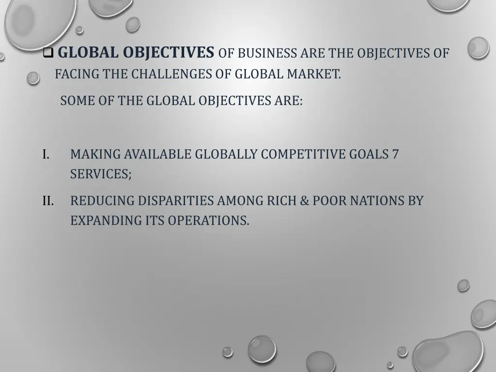 global objectives of business are the objectives