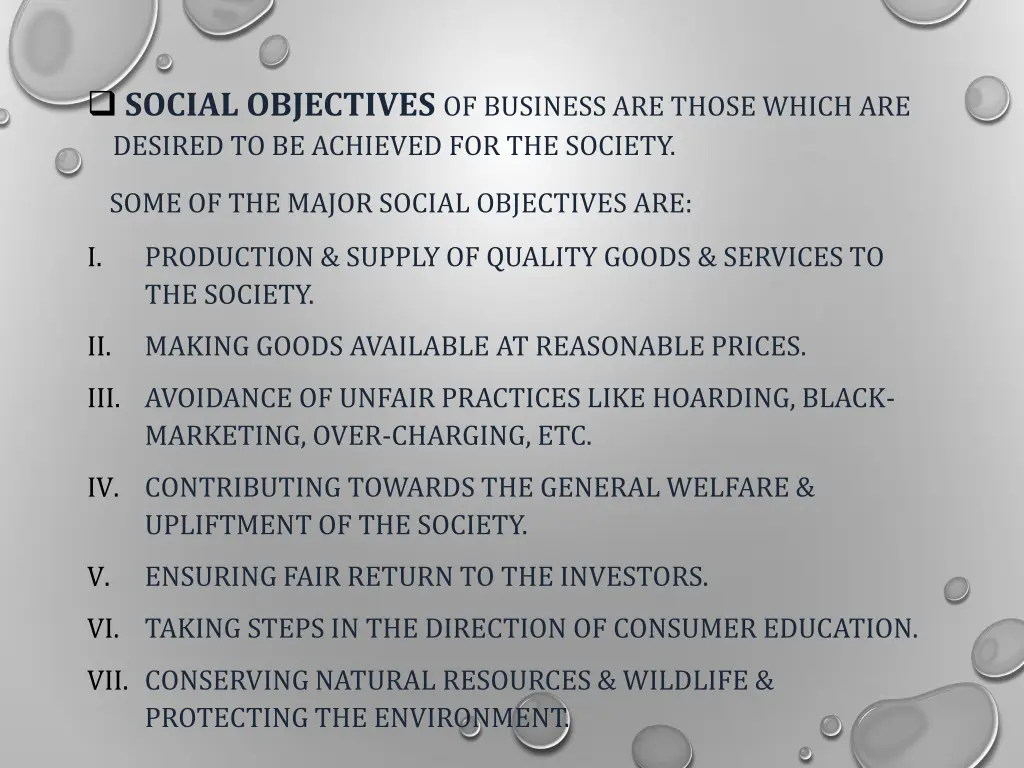 social objectives of business are those which