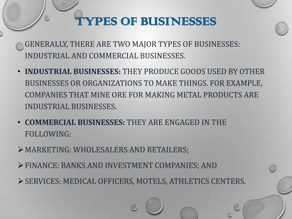 types of businesses types of businesses