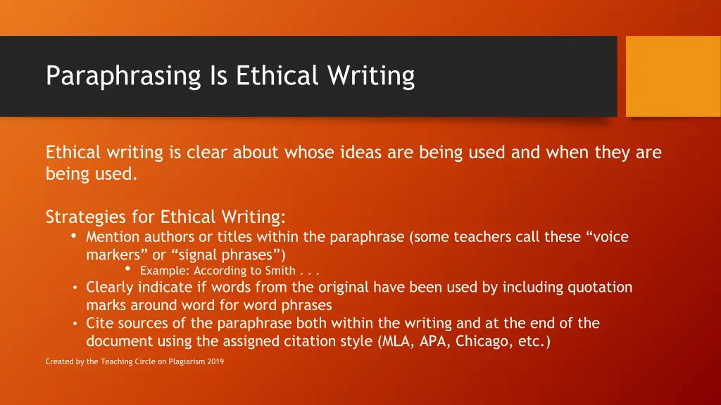 paraphrasing is ethical writing