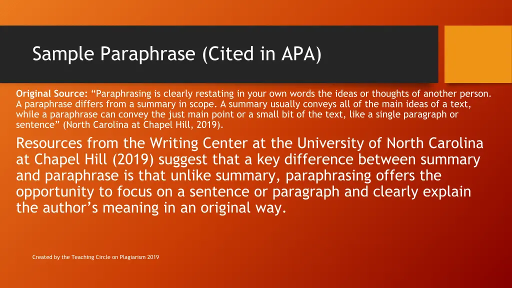 sample paraphrase cited in apa