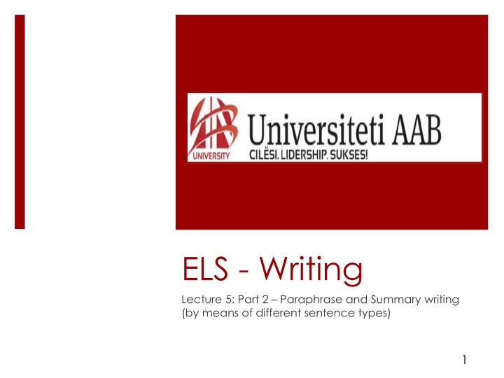 els writing lecture 5 part 2 paraphrase