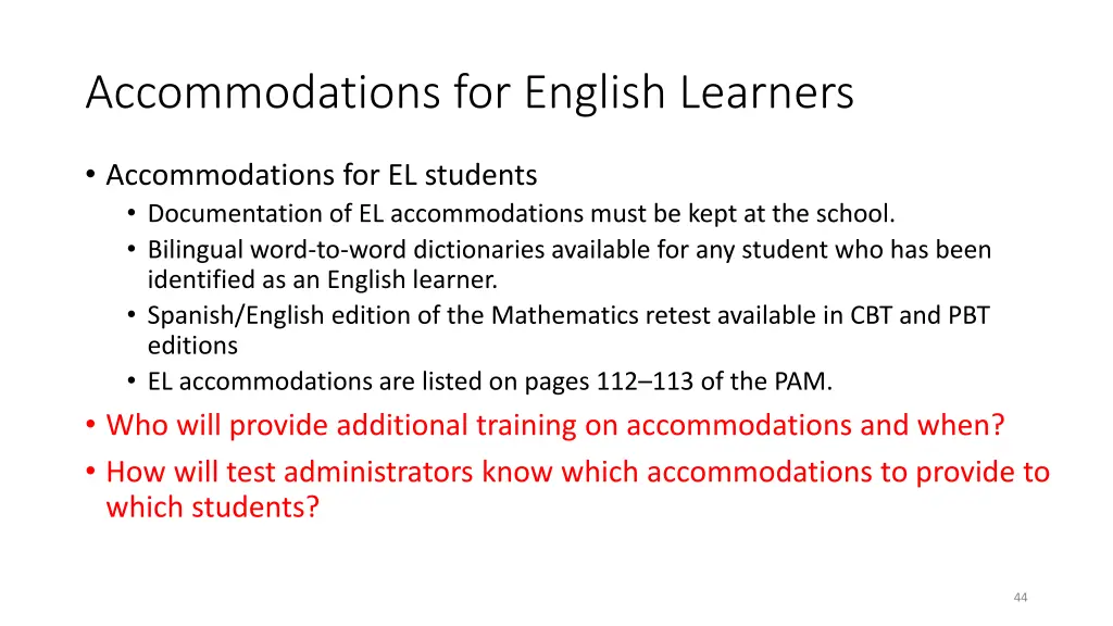 accommodations for english learners