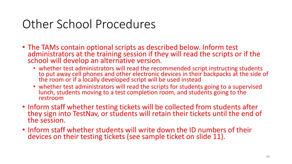 other school procedures